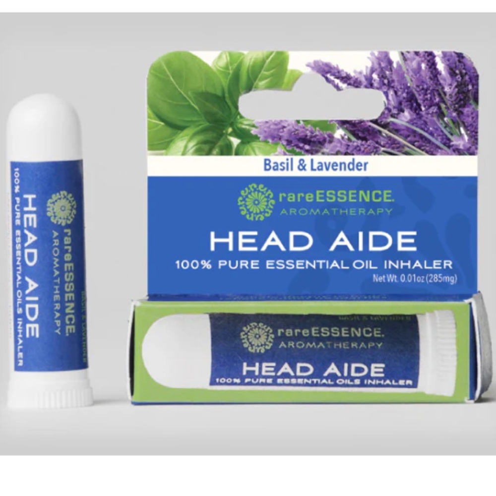 NIB Essential Oil Aromatherapy Inhaler- Basil & Lavender, rareESSENCE Head Aide